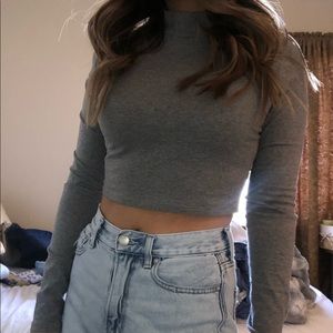Gray cropped turtle neck